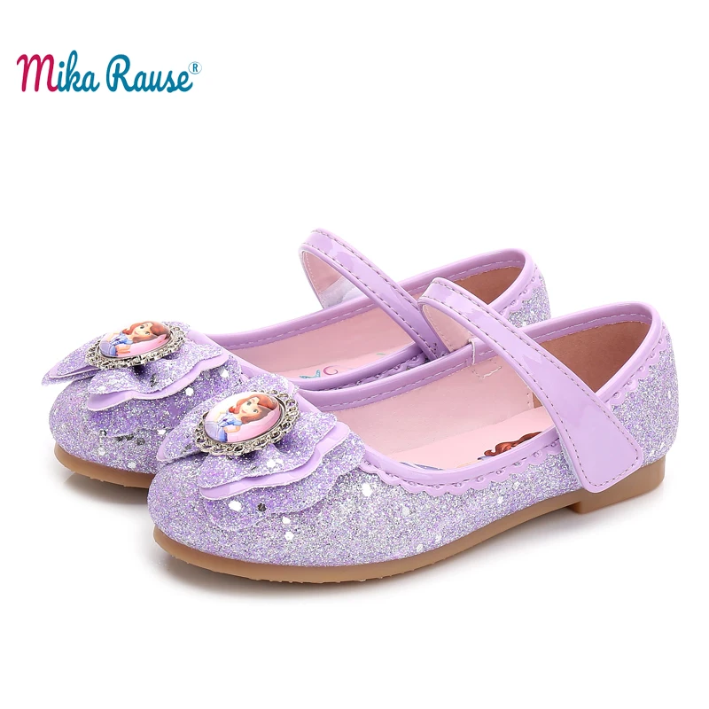 

2019 Spring toddler baby flat-heeled shoes for girls leather shoes kids Elsa princess dance soft shoes girl sophia crystal shoes