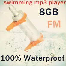 Новые горячие 8 ГБ сопротивление воды IPX8 mp3 Водонепроницаемый Спорт MP3-плееры водонепроницаемые mp3 наушники+ FM Радио с 1 шт