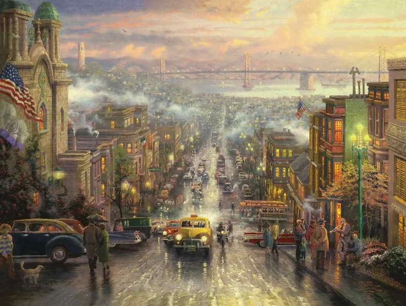 

The Heart of San Francisco Thomas Kinkade HD Canvas Print Living Room Bedroom Wall Pictures Art Painting Home Decoration