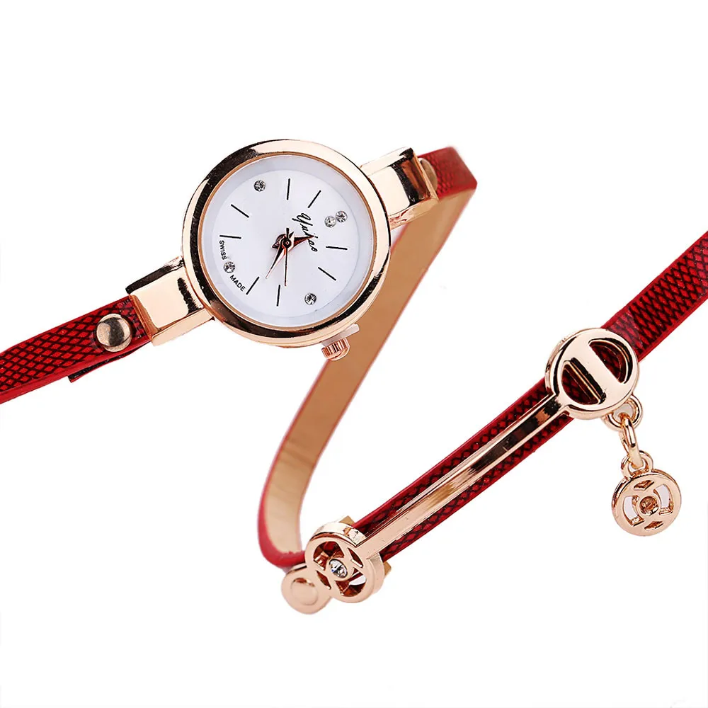 Роскошные брендовые простые женские часы-браслет женские часы Круглый Аналоговый Кожаный ремешок кварцевые наручные часы-браслет женские