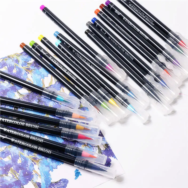 Billige 20 farben aquarell pinsel stift weichen pinsel stift set aquarell marker liner stift für manga Comic Kalligraphie malerei kunst liefert