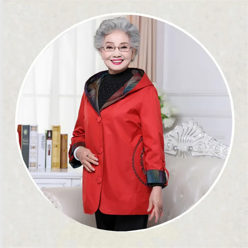 Женская Весенняя ветровка среднего возраста mediun, длинное женское пальто с капюшоном большого размера XL-5XL, модное однобортное пальто LDT582