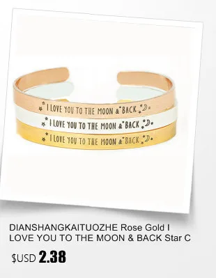 DIANSHANGKAITUOZHE Rose Gold I LOVE YOU TO THE MOON& BACK Star Charm Cuff Bracelets& Bangle Women Men Stainless Steel Jewelry