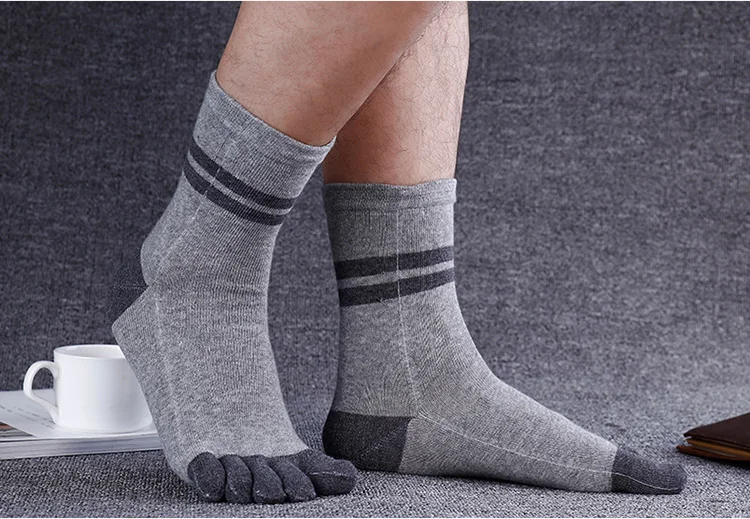 5 пар/лот, качественные осенне-весенние мужские спортивные носки для бега, утолщенные хлопковые носки с пальцами, гибкие мягкие спортивные носки для мужчин BOC610