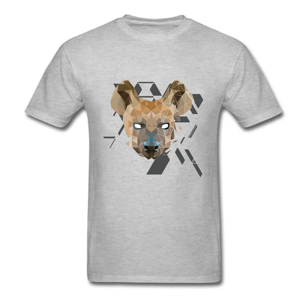 Geometric Hyena Top T-shirts for Men Printing Thanksgiving Day Tops Shirt Short Sleeve Fashion Tee-Shirt O Neck 100% Cotton Geometric Hyena grey