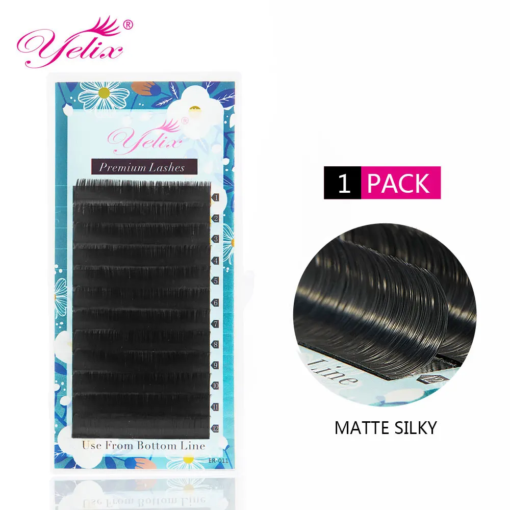 

Yelix Premimum Individual Matte Black Lashes Mink False Eyelashes Extension Eye Lashes Fake Lash Sillk Eyelash For Makeup