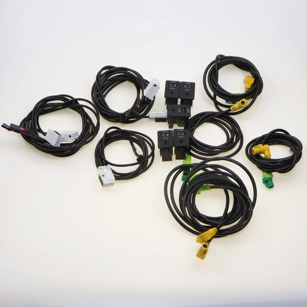 5Set Car AUX & USB Switch Plug Adapter Cable Harness Pigtail For VW CC 2009 2013 Tiguan Passat