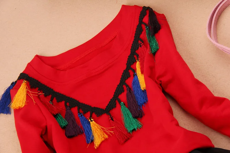Одежда для девочек коллекция года, Осенняя детская одежда свитер для девочек Модная хлопковая блузка с кисточками Детская рубашка на возраст от 1 до 16 лет