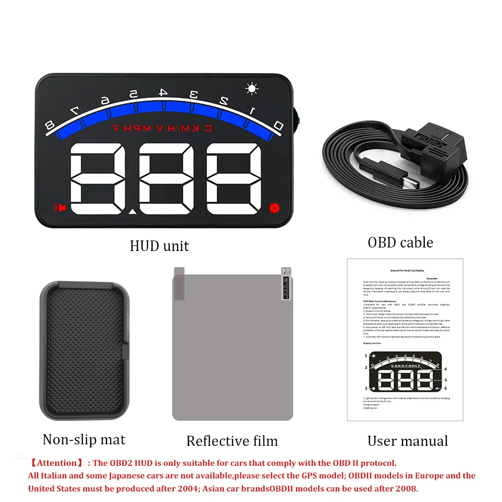 VJOYCAR новый M6 OBD2 автомобильный HUD Дисплей для вождения цифровой спидометр дисплей