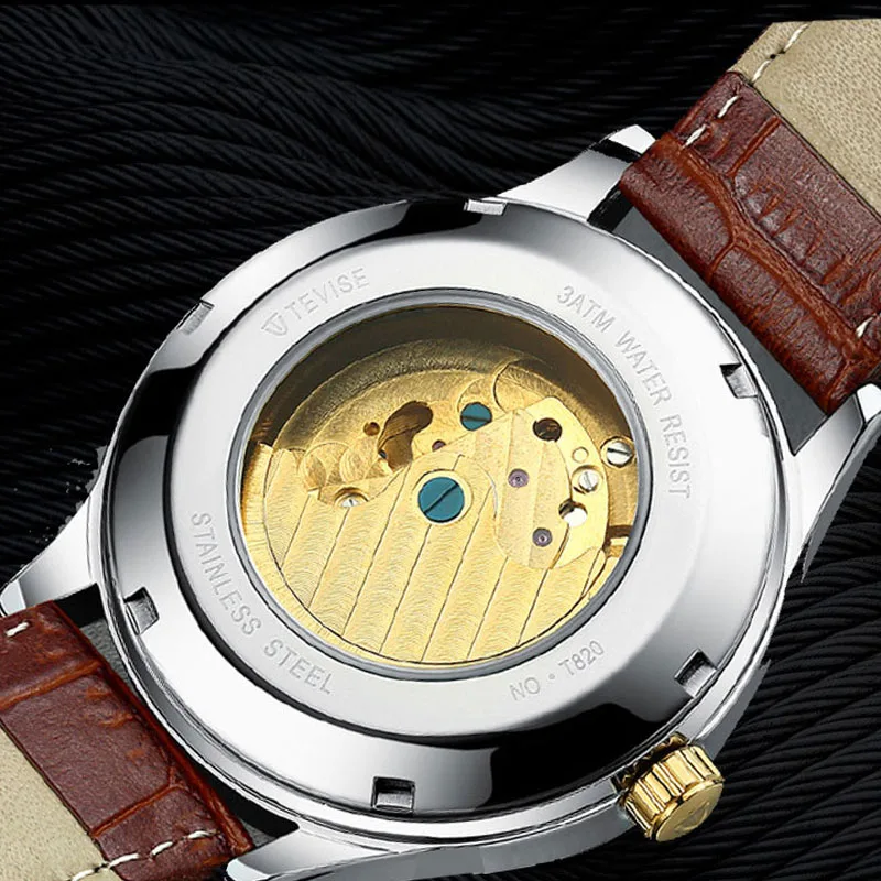 TEVISE T820A ساعة الرجال توربيون التلقائي ساعات آلية رجل القمر المرحلة جلد للماء المعصم reloj هومبر TEVISE T820A ساعة الرجال توربيون التلقائي ساعات آلية رجل القمر المرحلة جلد للماء المعصم reloj هومبر