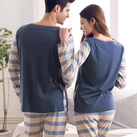 Мужская пижама Verano Hombre с длинным рукавом из 100% хлопка рисунком медведя комплекты