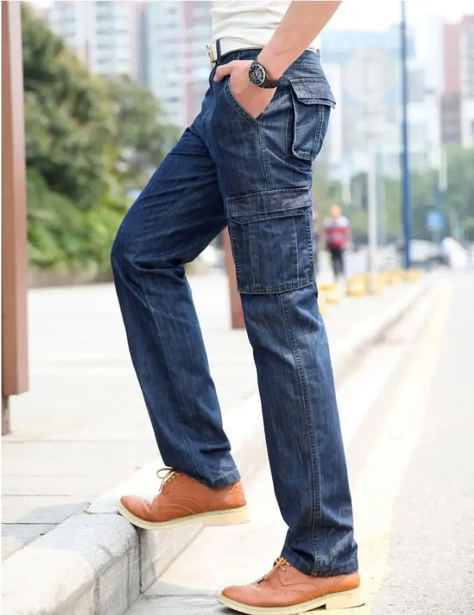 Мужские узкие джинсы деловые повседневные Эластичные Обтягивающие джинсы новые Осень Зима Черные синие джинсовые штаны мужские длинные штаны