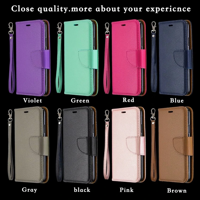 Кожаный чехол кошелек для Galaxy A51 A71 M10 M20 M30 A10 A20 A30 A40 A50 A70 Leechee книжка из ТПУ с