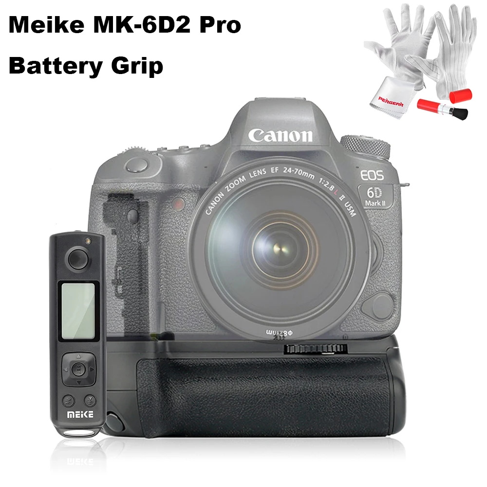 

Meike MK-6D2 Pro Battery Grip for Canon 6D Mark II for Vertical Shootting Holder with 2.4G Wireless Remote System