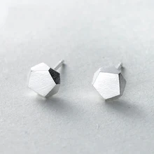 925 пробы серебряные крутые матовые серьги-гвоздики для женщин, персонализированные хипстерские креативные трехмерные пятиугольные ювелирные изделия