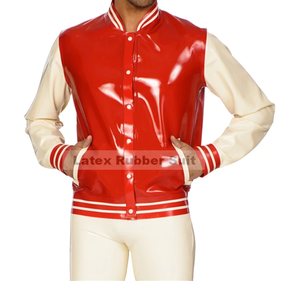 Latex Jacket Rubber Latex Baseball Uniform Latex Rubber Outfit Coat -in Sexy Costumes from 