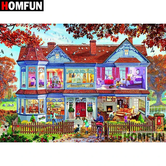 DIY Large Diamond Painting Cross Stitch, Rural Scenery, Wall Art, Full  Round Drill, Embroidery for Home Decor, 5D - AliExpress