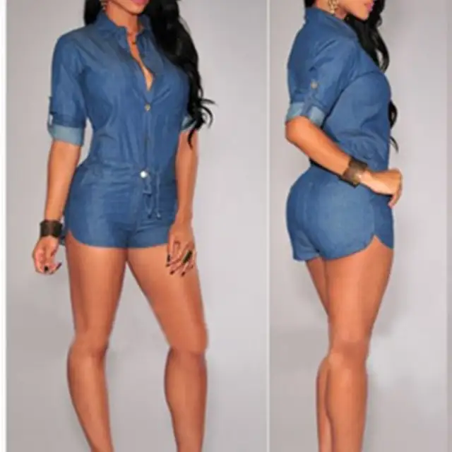 denim tight jumpsuit
