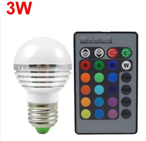 

RGB led bulb Lamp 3w 5w 10w Spot light 16 Color 85-265V +24Key IR Remote Control Family Christmas decoration110/220v E27 E14 B22