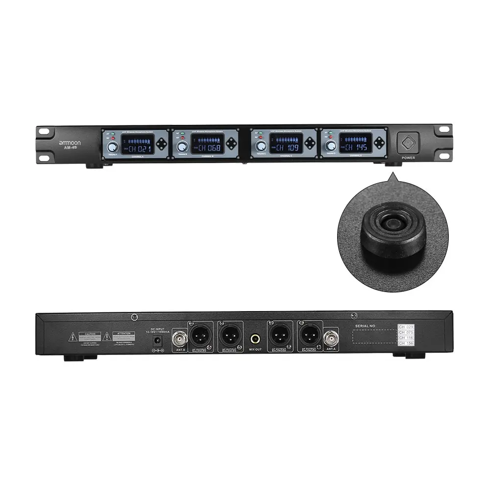 Ammoon 4S Профессиональный 4 канал частоты UHF Беспроводные ПЕТЛИЧНЫЕ воротник с отворотом клип на микрофон системы 4 микрофона 1 беспроводной приемник