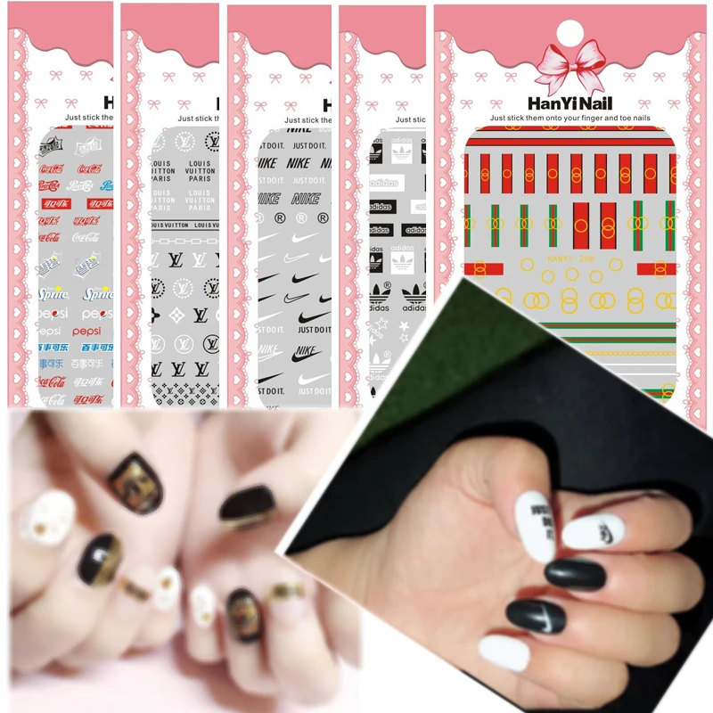 

DIY Gold Black Silver Text Tag 3D Nail Sticker Self-adhesive DIY Fantasy Charm Lable Sticker Decals Tips Manicure Nail Art Decal