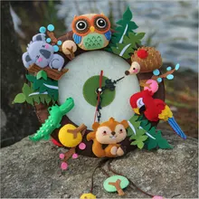 New Felt Wall Clock Free Cutting Felt Material DIY Package Forest Animal Theme Handmade Cloth Clock For Living Room Decorartion