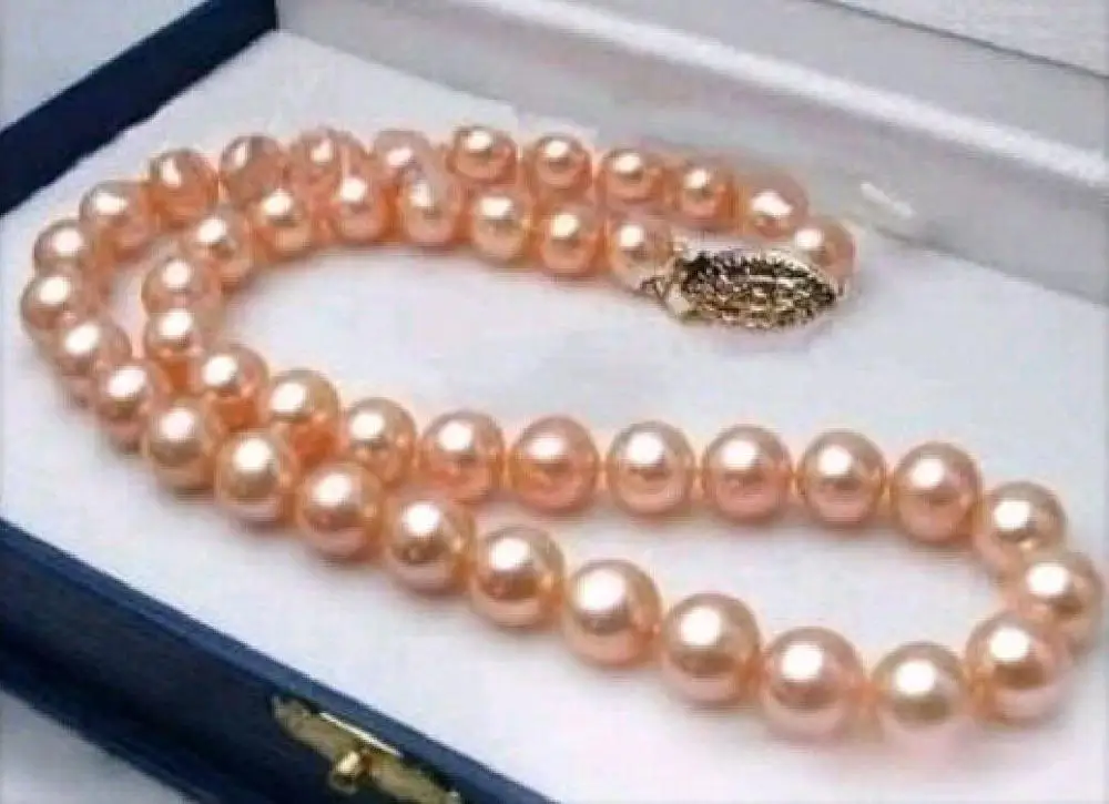 

free shipping BEAUTIFUL NATURAL 10-11MM REAL SOUTH SEA PINK PEARL NECKLACE 18 INCH a()