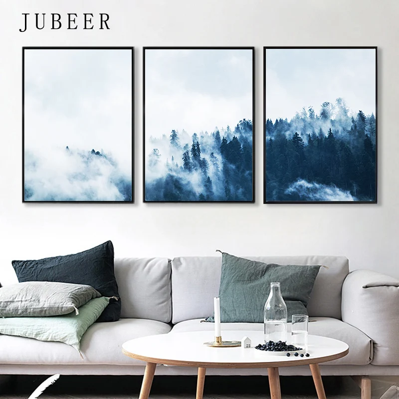 

Scandinavian Style Canvas Painting Forest Posters on The Wall Modern Landscape Posters and Prints Cuadros Decoracion Salon