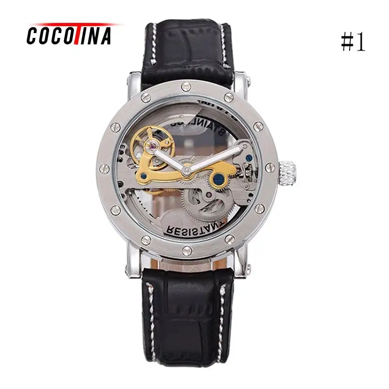 

COCOTINA Automatic Mechanical Watches Men Top Brand Luxury Leather Stainless Steel Watch Relogios Masculino LSB01135