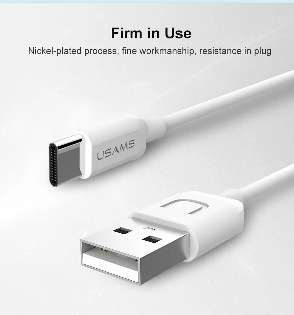 USAMS usb type-c кабель для Xiaomi 6 зарядное устройство кабель для мобильного телефона USB кабель для samsung s9 s8 Oneplus кабель для быстрой зарядки