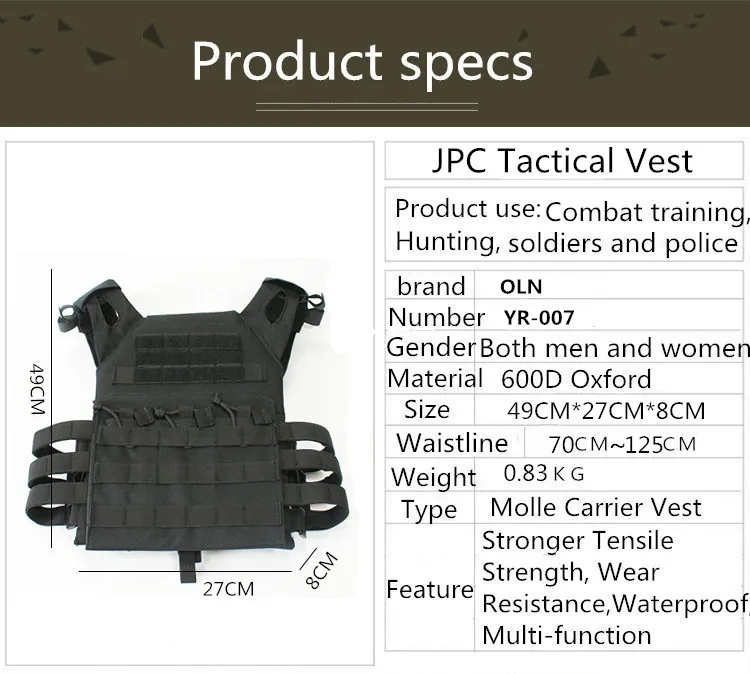 Охотничий Тактический бронежилет JPC Molle Plate Carrier, уличный жилет CS для игры в пейнтбол, страйкбол, жилет, военная техника