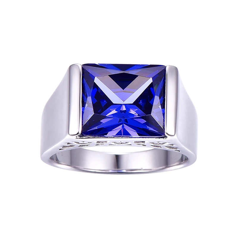 BONLAVIE квадратный синий Танзанит создан сапфиры обручальное кольцо Твердые 925 пробы серебряные ювелирные украшения подарок