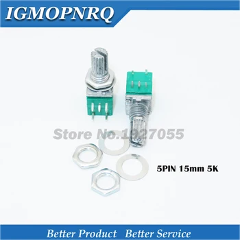 

5pcs RV097NS 5K RV097 RK097NS rk097ns with a switch audio 5pin shaft 5K 15mm amplifier sealing potentiometer