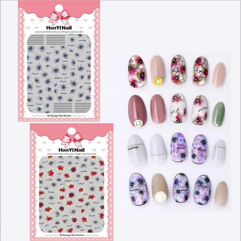 

Floral Type! 1 Sheet Nails Art Manicure Back Glue Decal Decorations Design Nail Sticker For Nails Tips Beauty