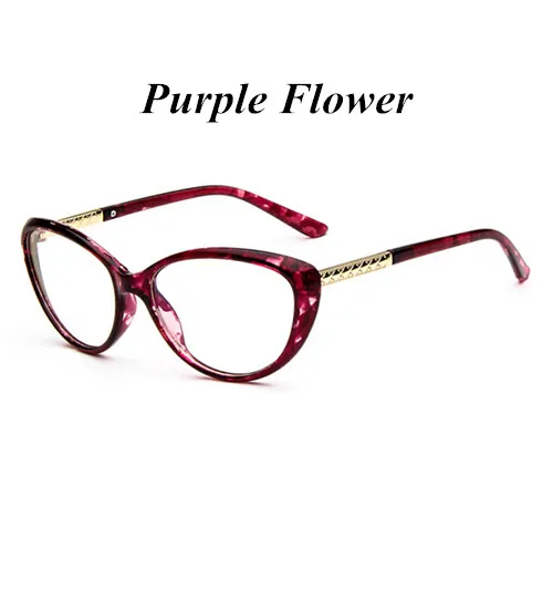 purple flower KOTTDO Ретро оправа для очков в стиле кошачьи глаза оптические очки с диоптриями Для мужчин Оправы для очков, прижимная планка Oculos De Grau Feminino Armacao - Цвет оправы: purple flower