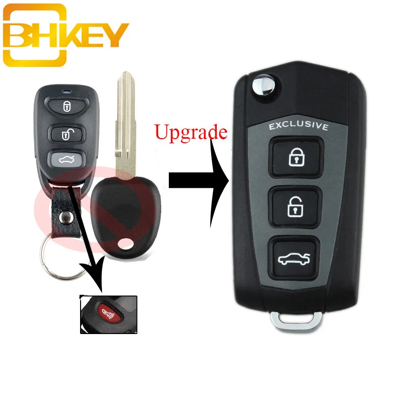

BHKEY 3+1Buttons New style Remote car key case for HYUNDAI Sonata Genesis Coupe Remote Fob SV Blank Left Blade Key Case
