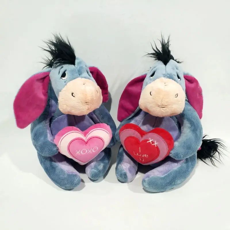 Высота 30 см = 11,8 дюймов Eeyore Donkey Holding LOVE Heart набивная Мягкая кукла Eeyore плюшевые игрушки Свадебные подарки