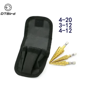 

3pcs Hss Steel Titanium Step Drill Bit 3-12mm 4-12mm 4-20mm Step Cone Cutting Tools Steel Woodworking Wood Metal Drilling Set