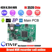 Мини NVR Плата 1080P 4CH сетевой рекордер безопасности плата 4CH 1080 P/8CH 960P ONVIF оповещение по электронной почте Обнаружение движения с кабелем HDD