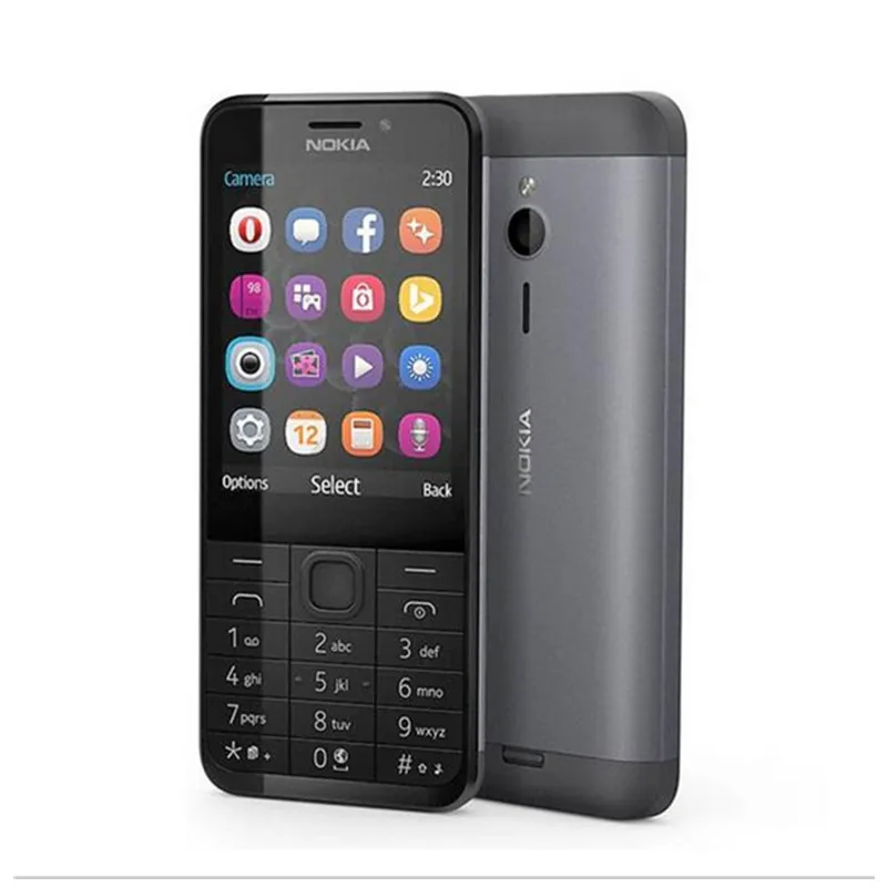 Разблокированный Nokia 230 Dual SIM GSM 2," 2MP 360P одноядерный дешевый мобильный телефон Восстановленный мобильный телефон