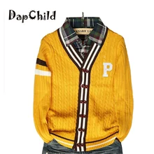 Кардиган; Детский свитер; детская одежда; новые детские свитера для мальчиков; брендовая Дизайнерская верхняя одежда с отложным воротником; Модный кардиган для мальчиков