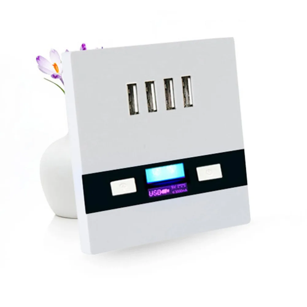 86 Тип 4 порта USB настенный выключатель розетка зарядное устройство адаптер пластина с светодиодный светильник настенный Sockete белый/золотой