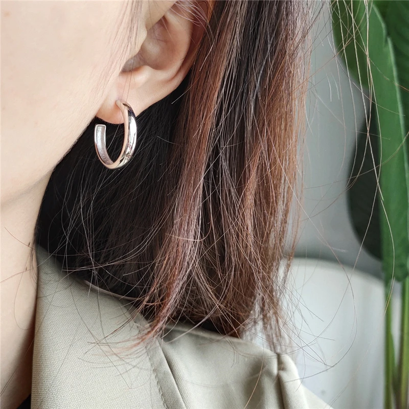 

Women Real 925 Sterling Silver Hoop Earrings Perfect Polished Cute Fashion Circle Earring Jewelry Gift For Girl