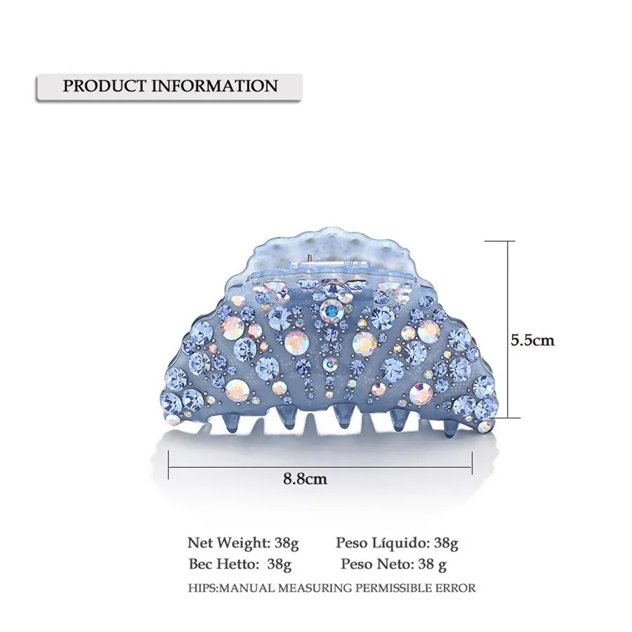 Dressy Claw Hair Clip - Rhinestone Ponytail Holder, Cellulose Acetate Accessory Jewelry Ornament for Women Girl Tiara Prom