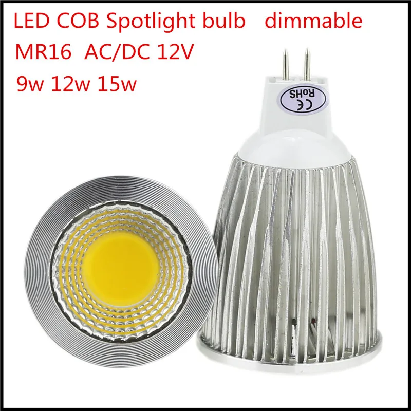 10X Super Bright LED MR16 COB 9W 12W 15W Bulb Lamp 12VAC/DC Spotlight
