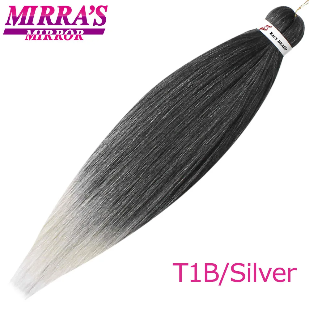 Mirra's Mirror EZ предварительно растянутые плетеные волосы, синтетические вязанные волосы для наращивания, профессиональное низкотемпературное волокно - Цвет: T1B/серебристо-серый