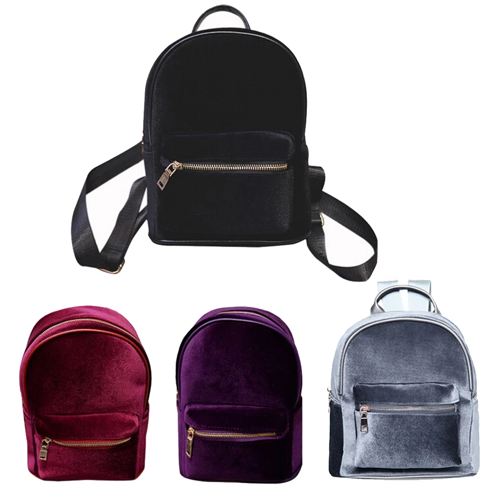 Gold Velvet Backpack Female Women Designers Casual All Match Backpack