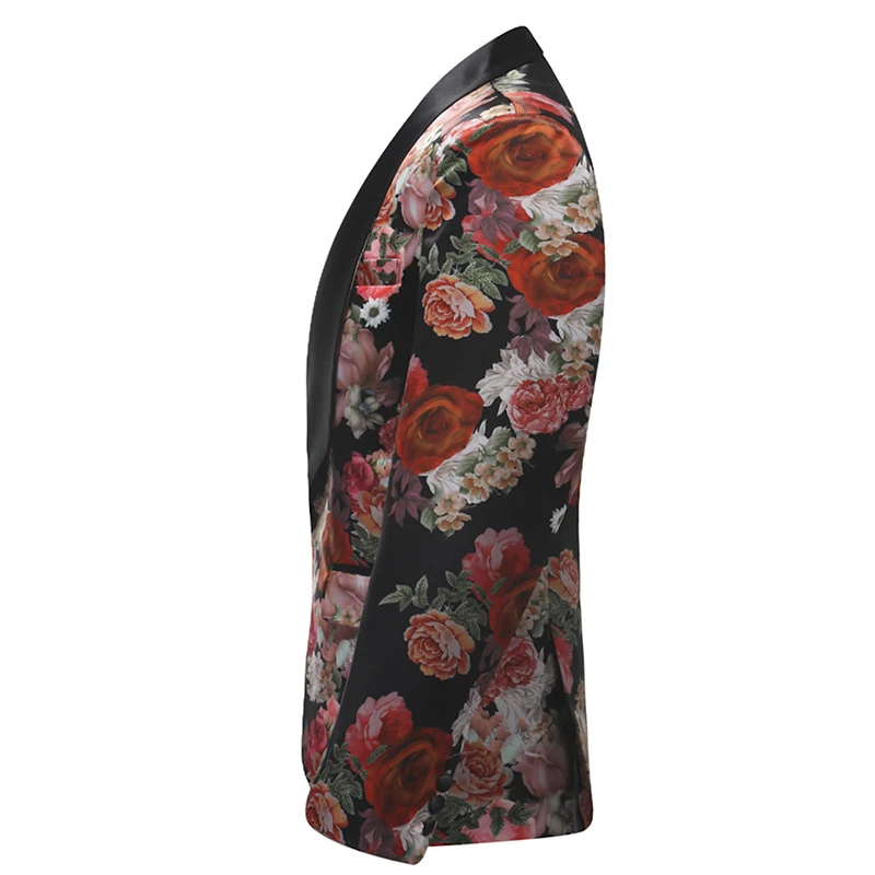 YUNCLOS Terno Masculino New Arrival 2019 Men Suits Burgundy Floral Printed 2 Pieces Set Tuxedo Groomsman Wedding Suits