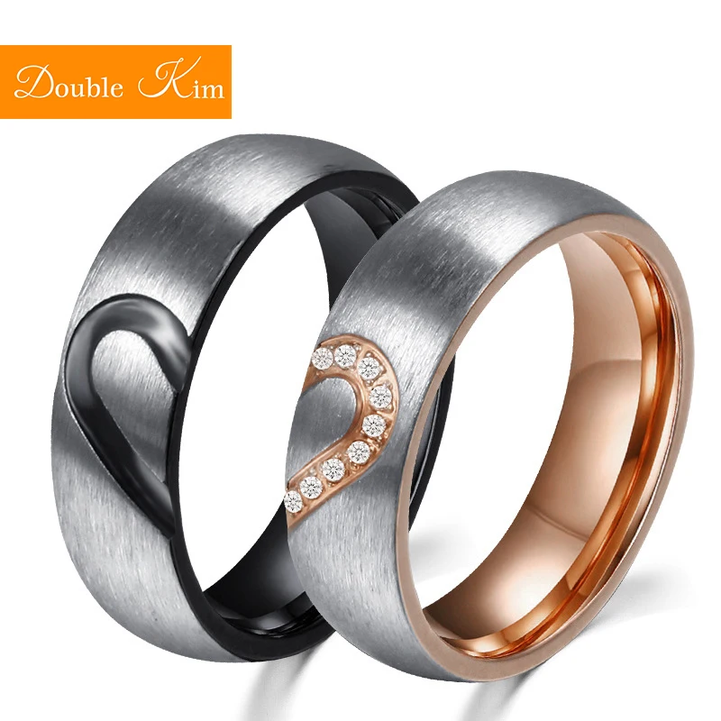 

Lovers' Couples Ring Love Heart Titanium Stainless Steel Material Fashion Trendy Rings Jewelry Birthday Anniversary Gift