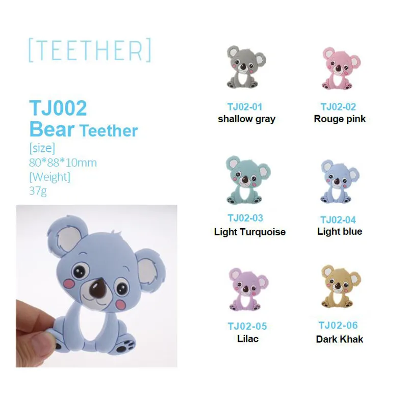 Bpa Free 10pc Cute Dinosaur Silicone Baby Teether Pendant Teething Necklace Koala Dragon Food Grade Nursing Gift Unicorn Raccoon